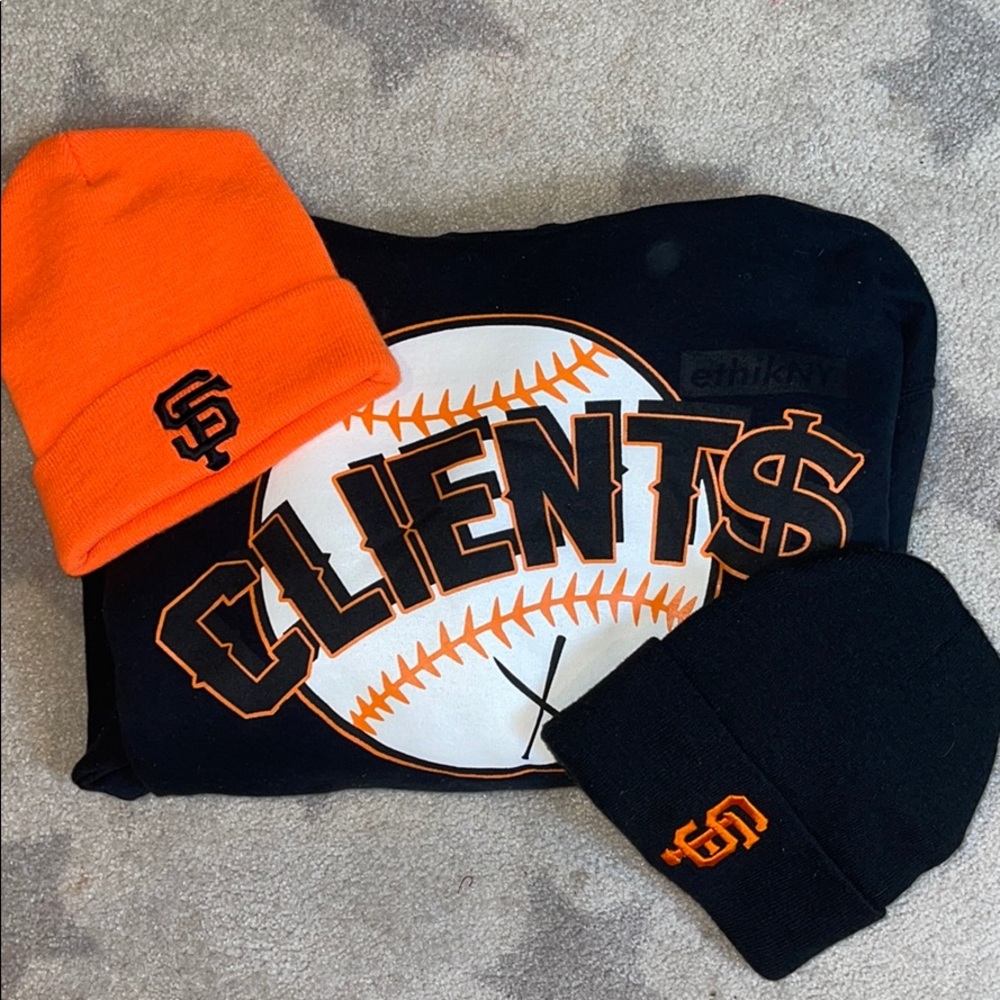 ❤️ FREE W/ 3 item bundle❤️ ETHIKNY CLIENTS SF GIANTS HOODIE / BEANIES L OR M